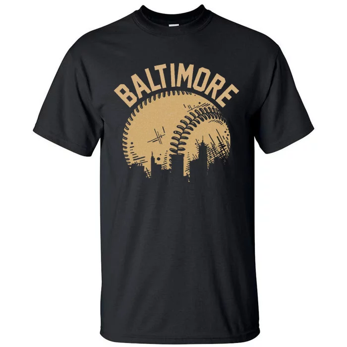 Baltimore Baseball Skyline Maryland Player Coach Fan Tall T-Shirt