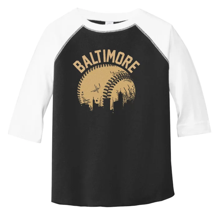 Baltimore Baseball Skyline Maryland Player Coach Fan Toddler Fine Jersey T-Shirt