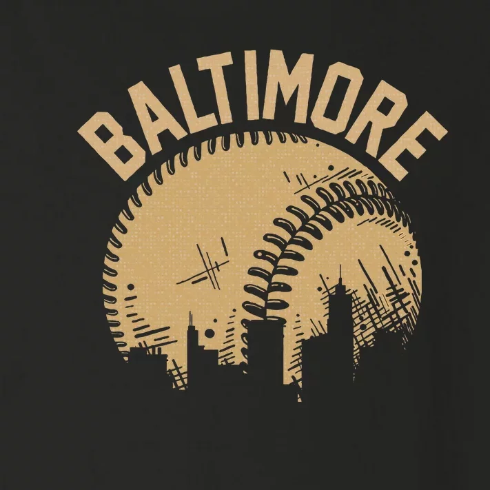 Baltimore Baseball Skyline Maryland Player Coach Fan Toddler Long Sleeve Shirt