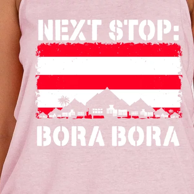 Bora Bora Summer Vacation Trip Next Stop Vacay Vibes Meaningful Gift Women's Knotted Racerback Tank