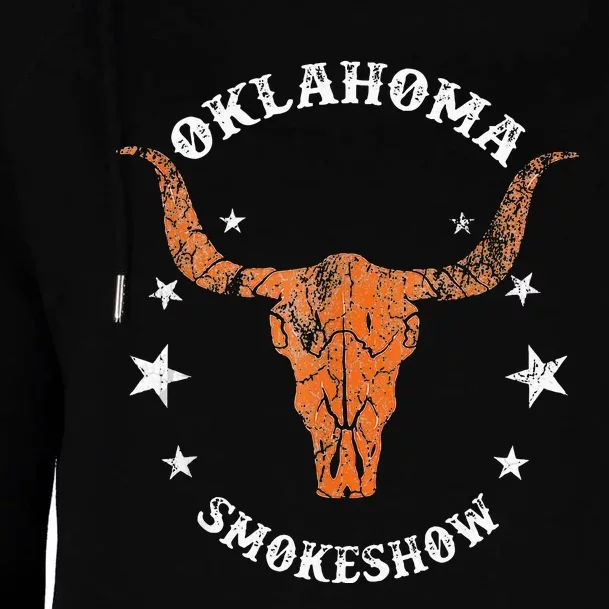 Boho Bull Skull Cow Oklahoma Smokeshow Western Country Womens Funnel Neck Pullover Hood