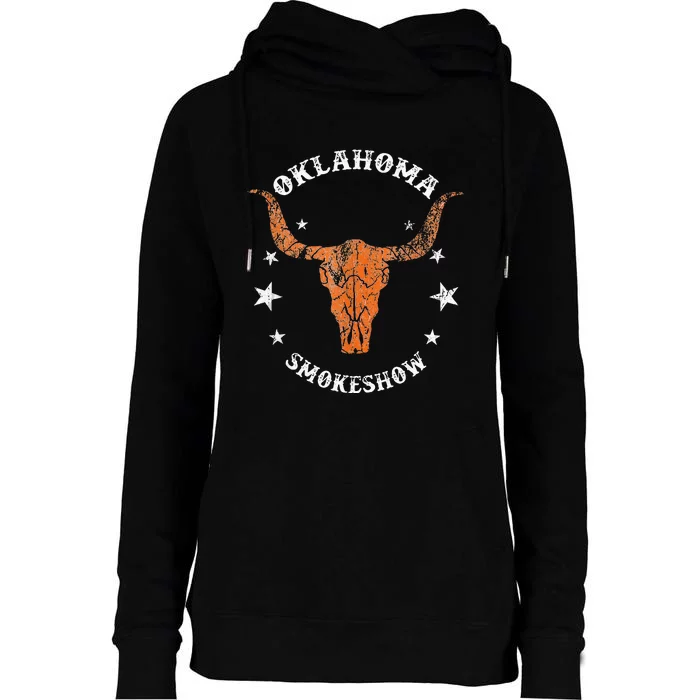 Boho Bull Skull Cow Oklahoma Smokeshow Western Country Womens Funnel Neck Pullover Hood