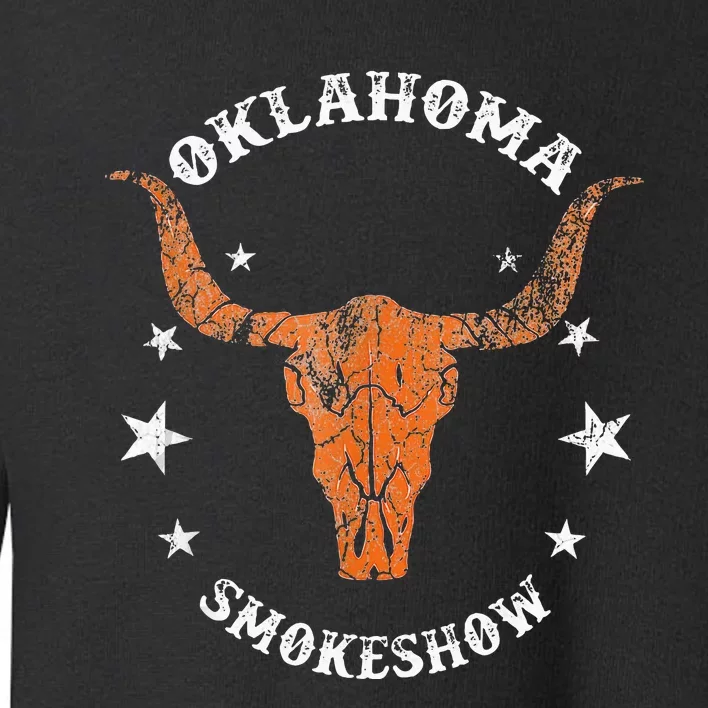 Boho Bull Skull Cow Oklahoma Smokeshow Western Country Toddler Sweatshirt