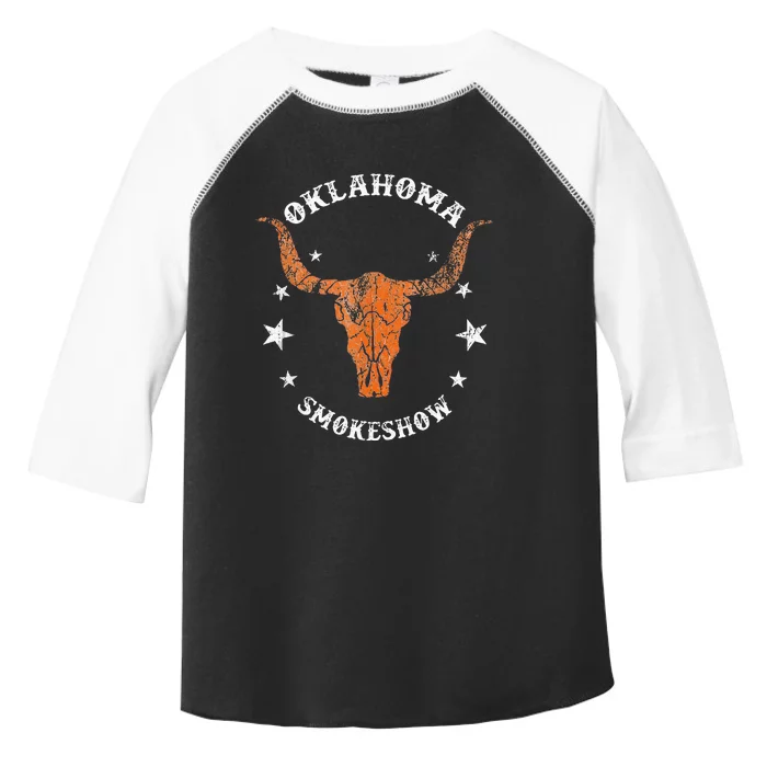 Boho Bull Skull Cow Oklahoma Smokeshow Western Country Toddler Fine Jersey T-Shirt