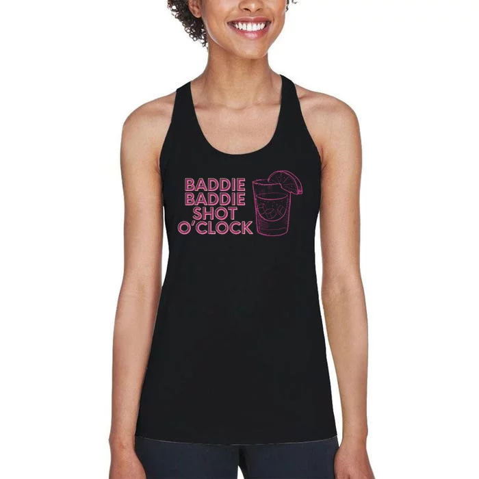 Baddie Baddie Shot Oclock Drinking For Baddies Women's Racerback Tank