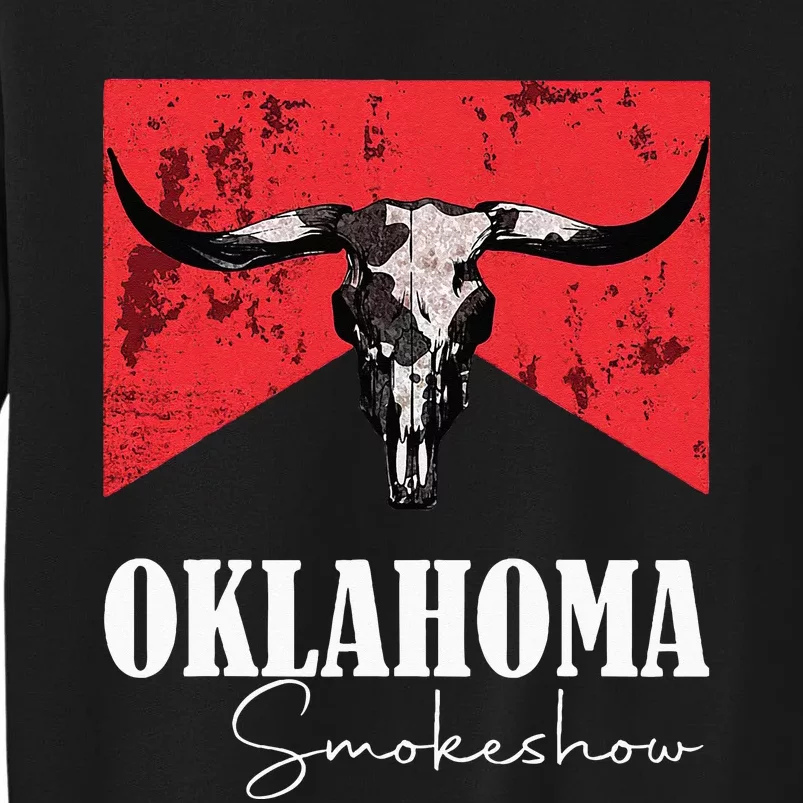 Boho Bull Skull Cow Oklahoma Smokeshow Western Country Tall Sweatshirt