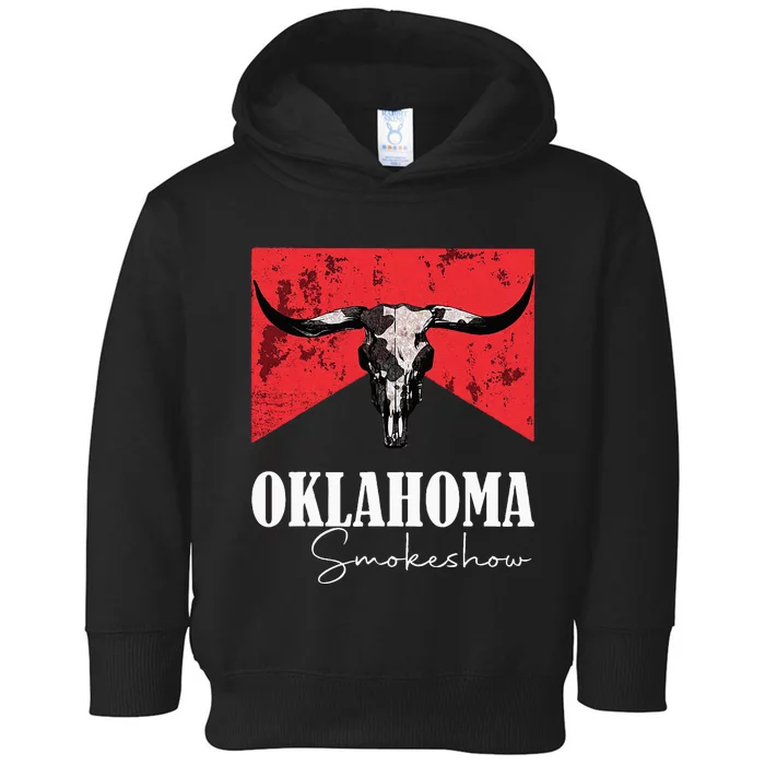 Boho Bull Skull Cow Oklahoma Smokeshow Western Country Toddler Hoodie