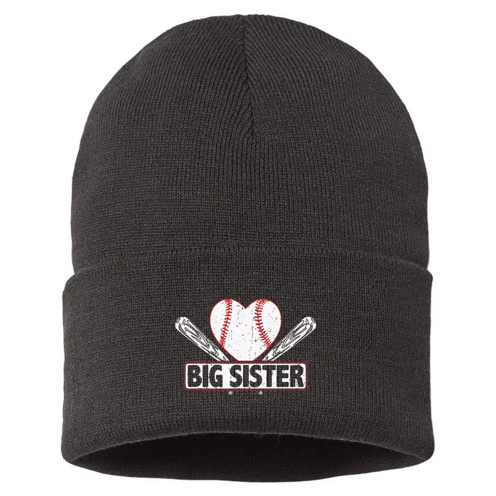 Baseball Big Sister Matching Family Softball Baseball Lover Sustainable Knit Beanie