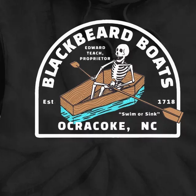 Blackbeard Boat Skeleton Coffin Pirates Ocracoke NC Tie Dye Hoodie