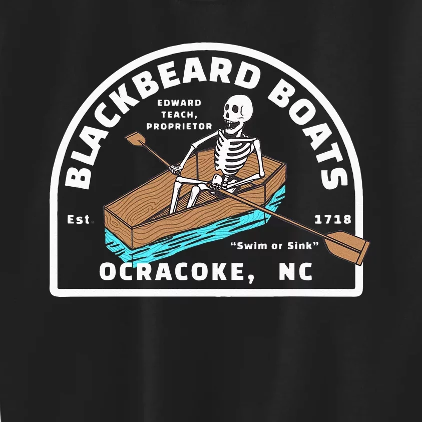 Blackbeard Boat Skeleton Coffin Pirates Ocracoke NC Kids Sweatshirt