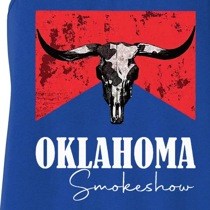 Boho Bull Skull Cow Oklahoma Smokeshow Western Country Women's Racerback Tank