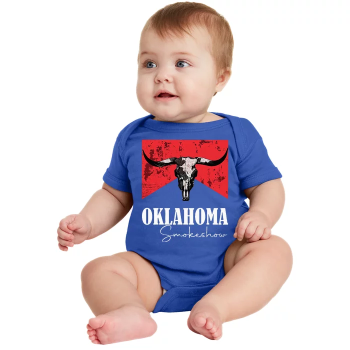 Boho Bull Skull Cow Oklahoma Smokeshow Western Country Baby Bodysuit