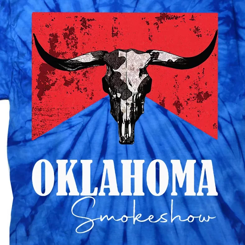 Boho Bull Skull Cow Oklahoma Smokeshow Western Country Tie-Dye T-Shirt