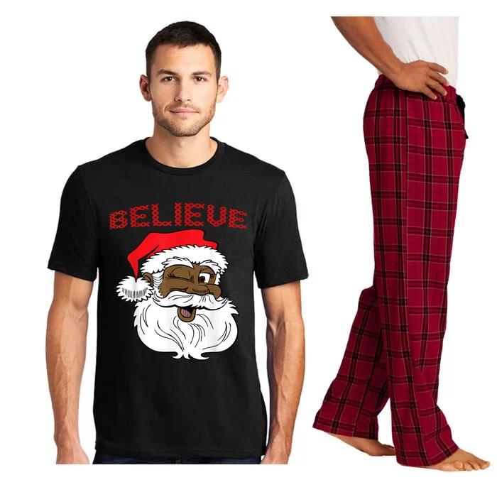 Black Believe Santa Claus Gift Great Gift Fun African American Santa Pajama Set