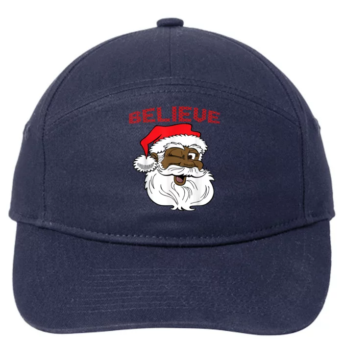 Black Believe Santa Claus Gift Great Gift Fun African American Santa 7-Panel Snapback Hat