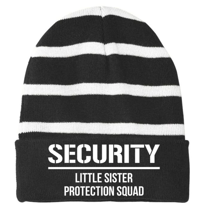 Big Brother Security Little Sister Protection Squad Striped Beanie with Solid Band