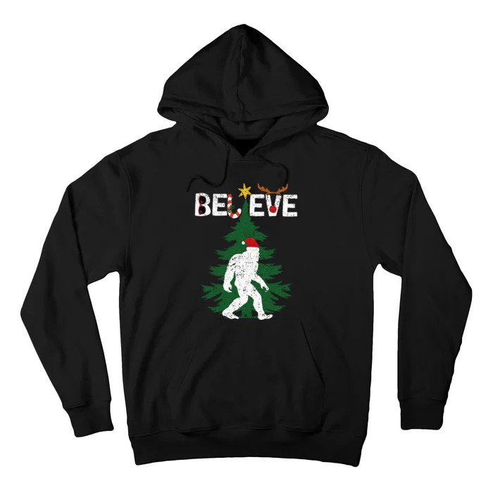 Believe Bigfoot Sasquatch Yeti Santa Hat Christmas Pajamas Hoodie