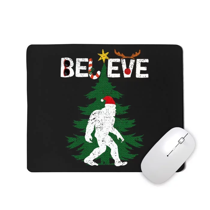 Believe Bigfoot Sasquatch Yeti Santa Hat Christmas Pajamas Mousepad