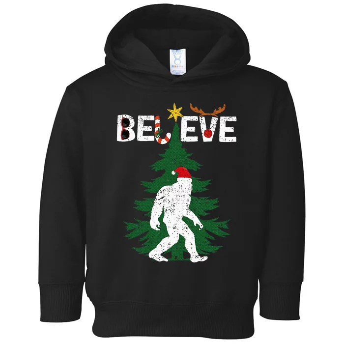 Believe Bigfoot Sasquatch Yeti Santa Hat Christmas Pajamas Toddler Hoodie