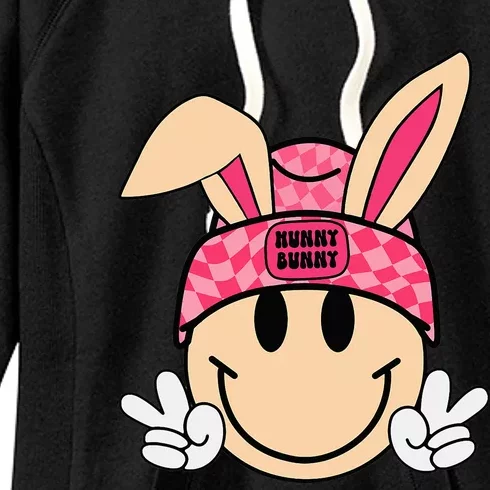 Bunny Beanie Smile Face Groovy Easter Women's Fleece Hoodie