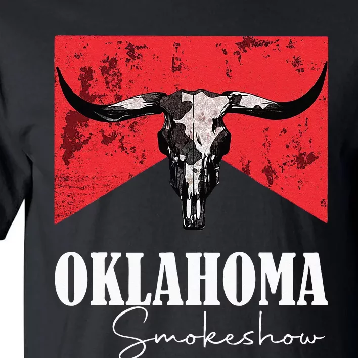 Boho Bull Skull Cow Oklahoma Smokeshow Western Countr Tall T-Shirt