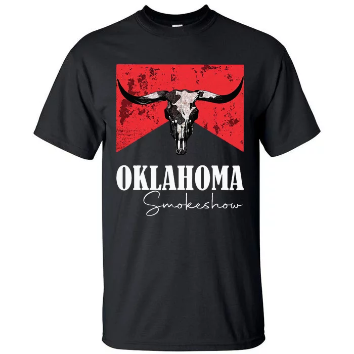 Boho Bull Skull Cow Oklahoma Smokeshow Western Countr Tall T-Shirt