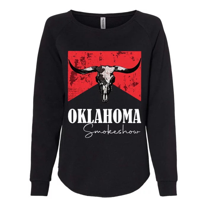 Boho Bull Skull Cow Oklahoma Smokeshow Western Countr Womens California Wash Sweatshirt