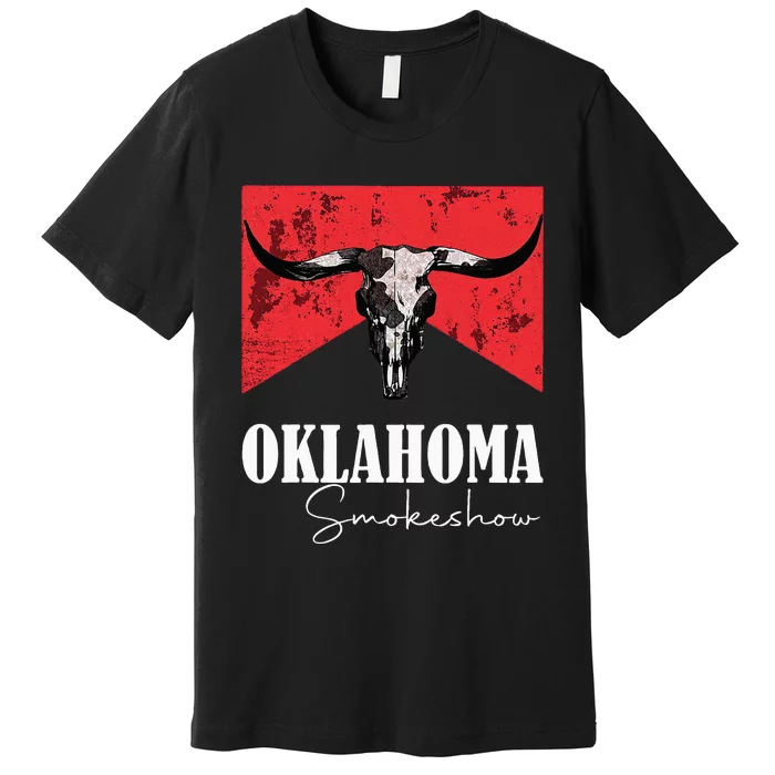 Boho Bull Skull Cow Oklahoma Smokeshow Western Countr Premium T-Shirt