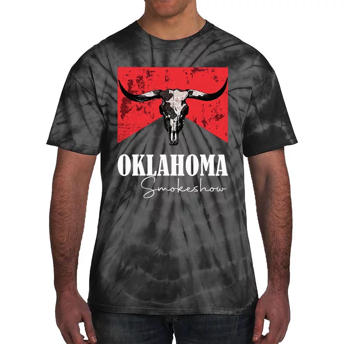 Boho Bull Skull Cow Oklahoma Smokeshow Western Countr Tie-Dye T-Shirt