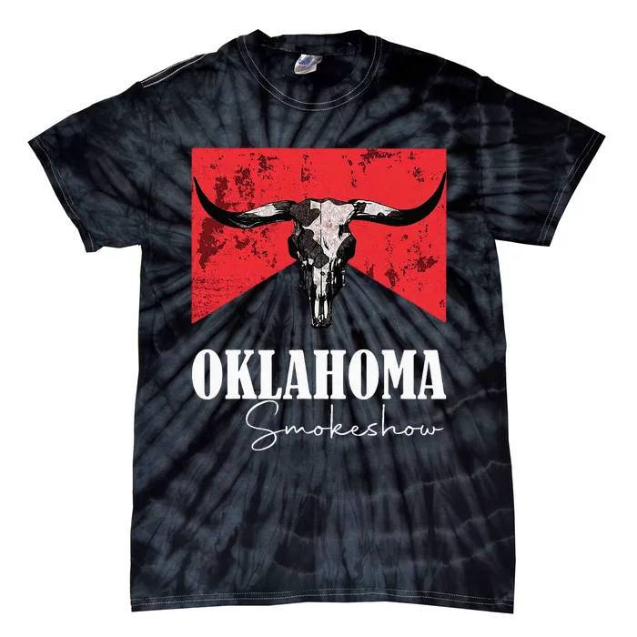 Boho Bull Skull Cow Oklahoma Smokeshow Western Countr Tie-Dye T-Shirt