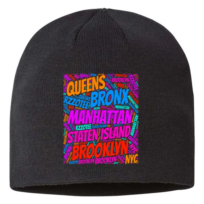 Brooklyn Bronx Staten Island Queens Manhattan New York 8 1/2in Sustainable Knit Beanie