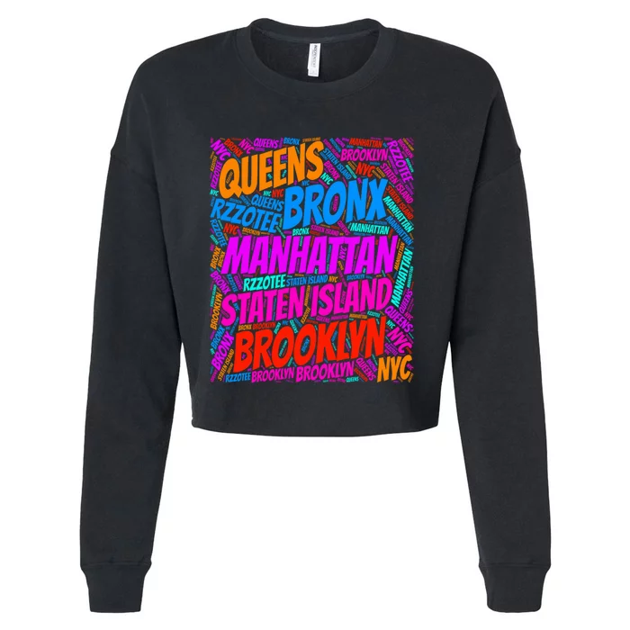 Brooklyn Bronx Staten Island Queens Manhattan New York Cropped Pullover Crew