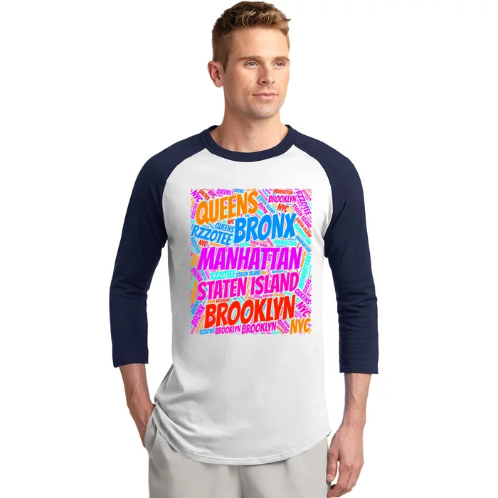 Brooklyn Bronx Staten Island Queens Manhattan New York Baseball Sleeve Shirt