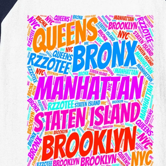 Brooklyn Bronx Staten Island Queens Manhattan New York Baseball Sleeve Shirt