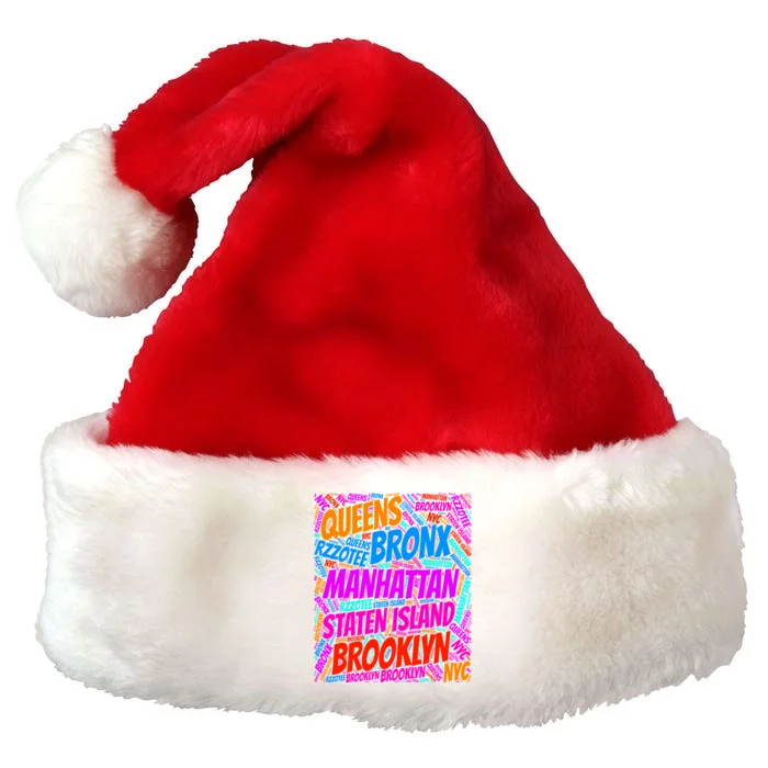 Brooklyn Bronx Staten Island Queens Manhattan New York Premium Christmas Santa Hat