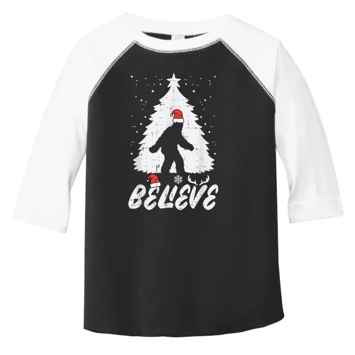 Believe Bigfoot Sasquatch Funny Christmas  Kid Toddler Fine Jersey T-Shirt