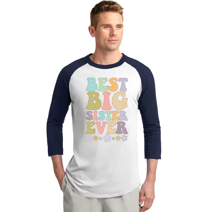 Best Big Sister Ever Baby Announcement Idea Baseball Sleeve Shirt