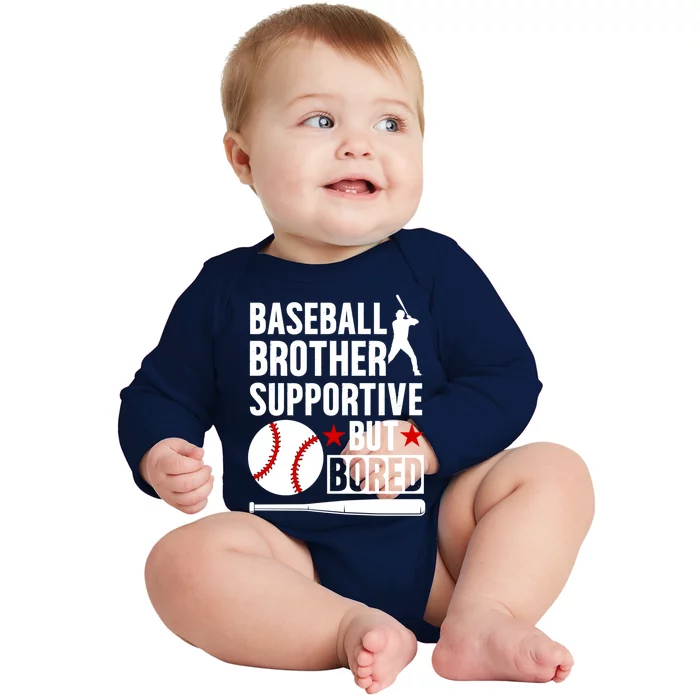 Baseball Brother Supportive Brother Of A Baseball Player Gift Baby Long Sleeve Bodysuit