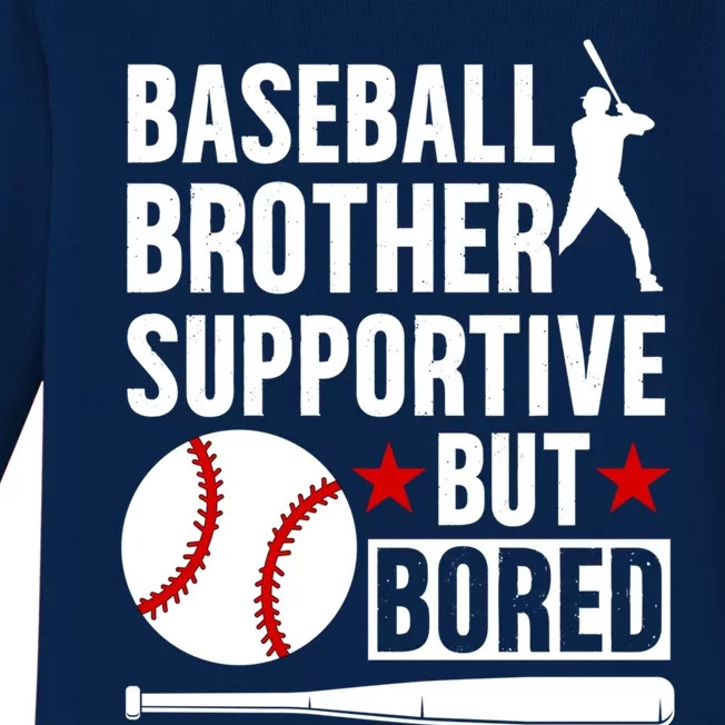 Baseball Brother Supportive Brother Of A Baseball Player Gift Baby Long Sleeve Bodysuit