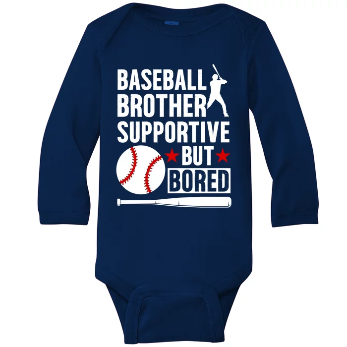 Baseball Brother Supportive Brother Of A Baseball Player Gift Baby Long Sleeve Bodysuit