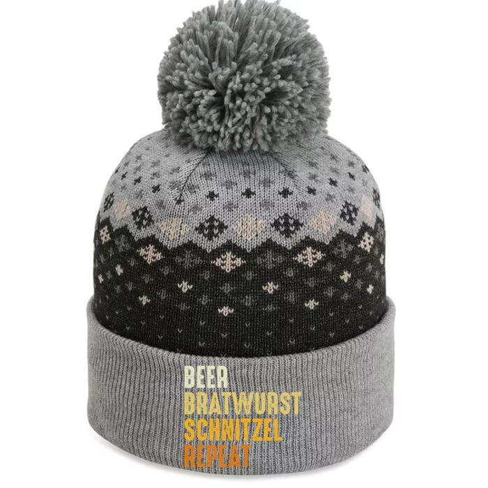 Beer Bratwurst Schnitzel Repeat German Beer Oktoberfest The Baniff Cuffed Pom Beanie