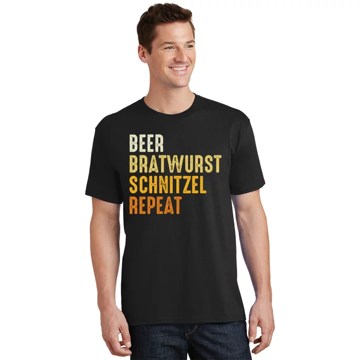 Beer Bratwurst Schnitzel Repeat German Beer Oktoberfest T-Shirt