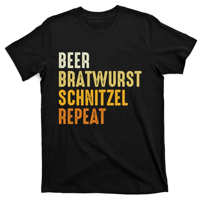 Beer Bratwurst Schnitzel Repeat German Beer Oktoberfest T-Shirt