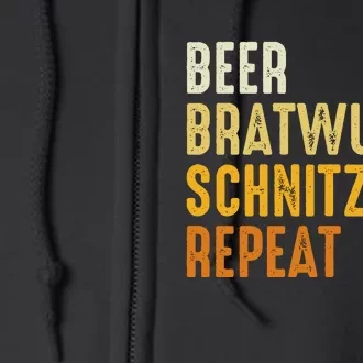 Beer Bratwurst Schnitzel Repeat German Beer Oktoberfest Full Zip Hoodie