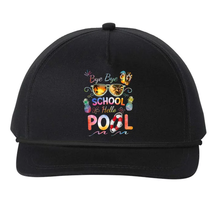 Bye Bye School Hello Pool Funny Summer Vacation Pool School Snapback Five-Panel Rope Hat