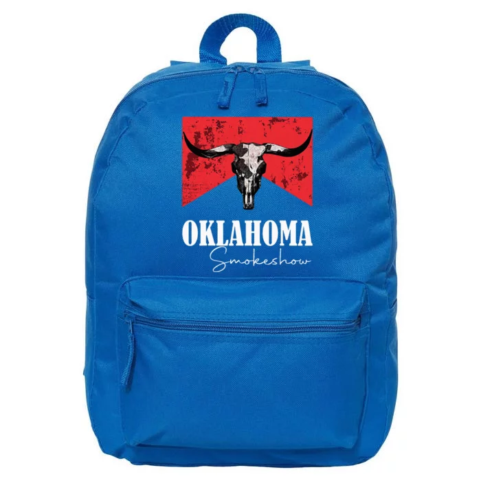 Boho Bull Skull Cow Oklahoma Smokeshow Western Country 16 in Basic Backpack