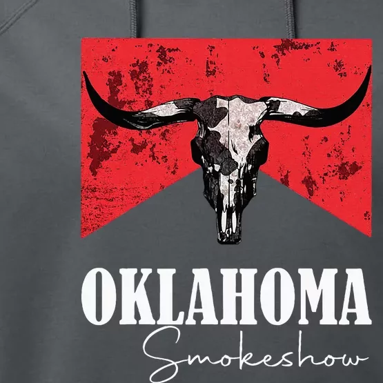 Boho Bull Skull Cow Oklahoma Smokeshow Western Country Performance Fleece Hoodie