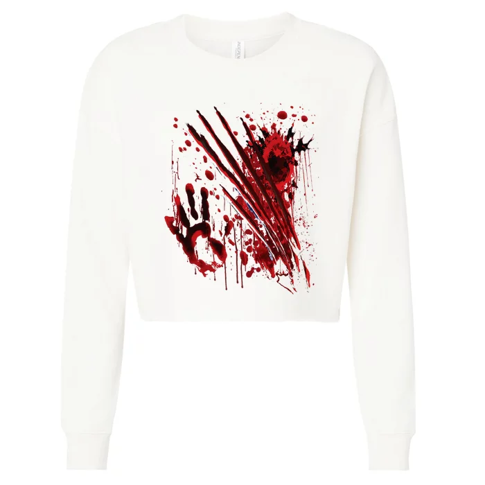 Blood Bloody Splatter Halloween Blood Stained Cropped Pullover Crew