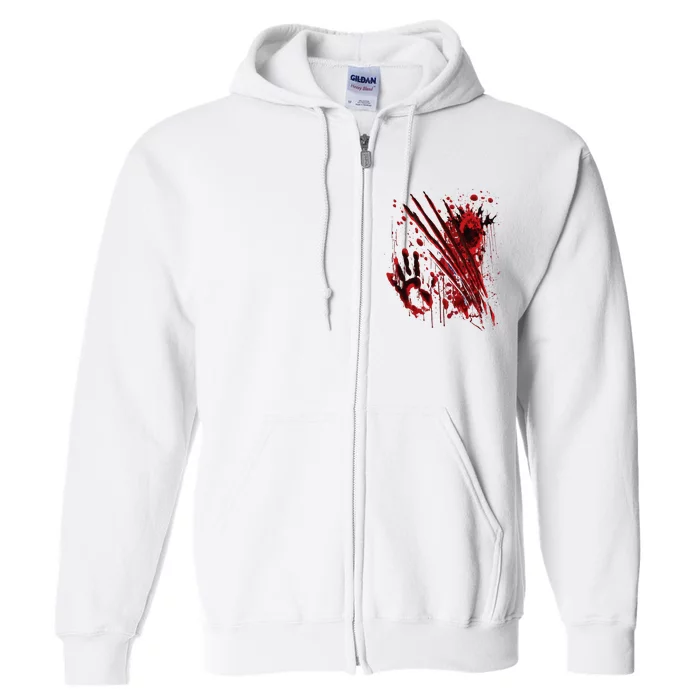 Blood Bloody Splatter Halloween Blood Stained Full Zip Hoodie