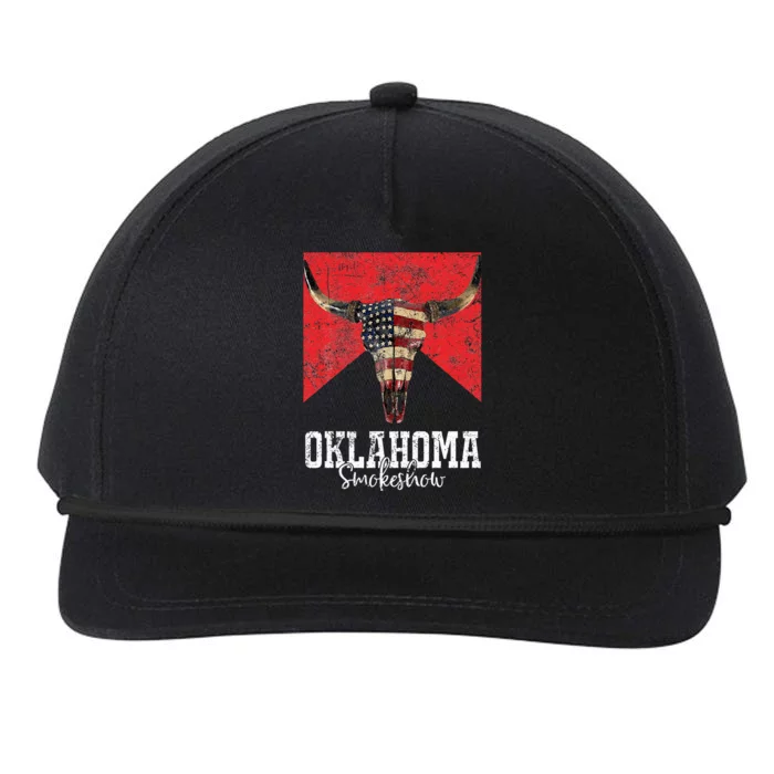 Boho Bull Skull Cow Oklahoma Smokeshow Western Country Snapback Five-Panel Rope Hat